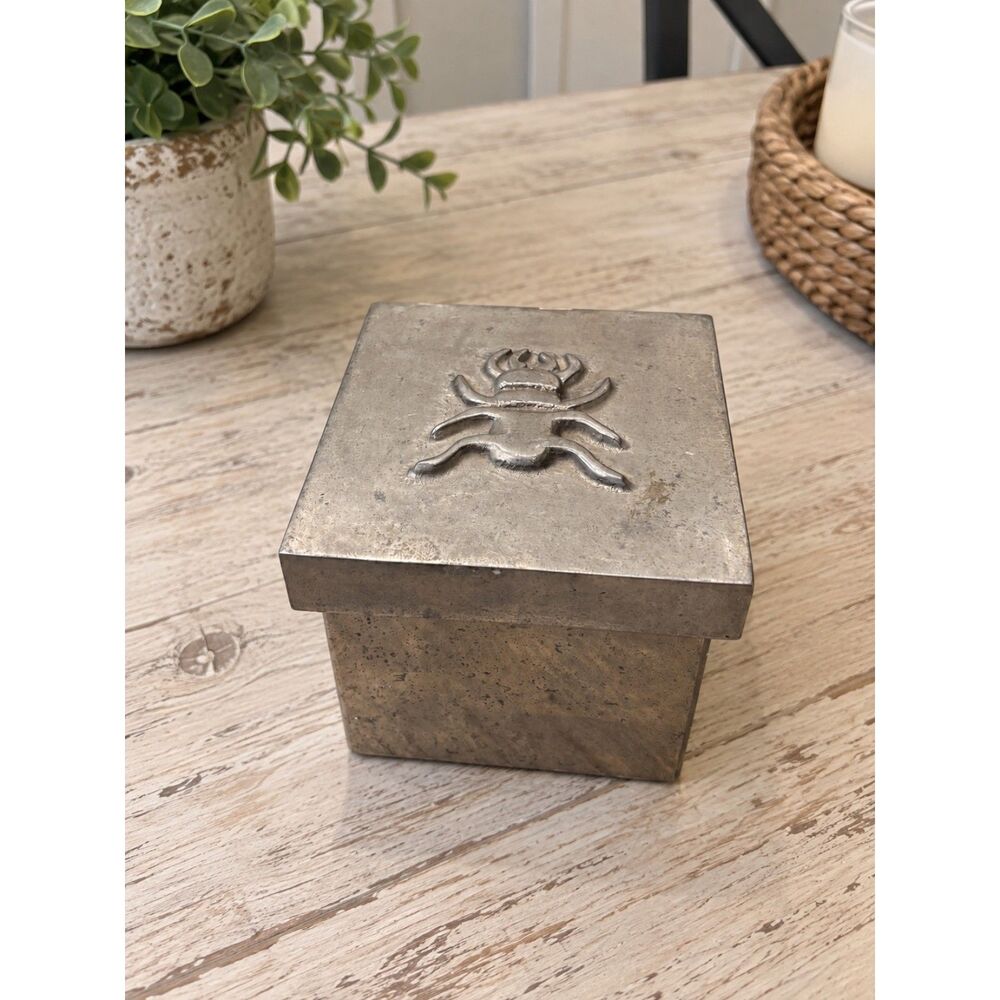 Metal Trinket Box With Beetle Design